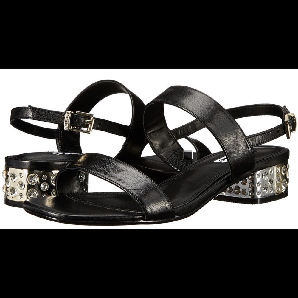Dune London W Ninah Black Leather Embellished heel